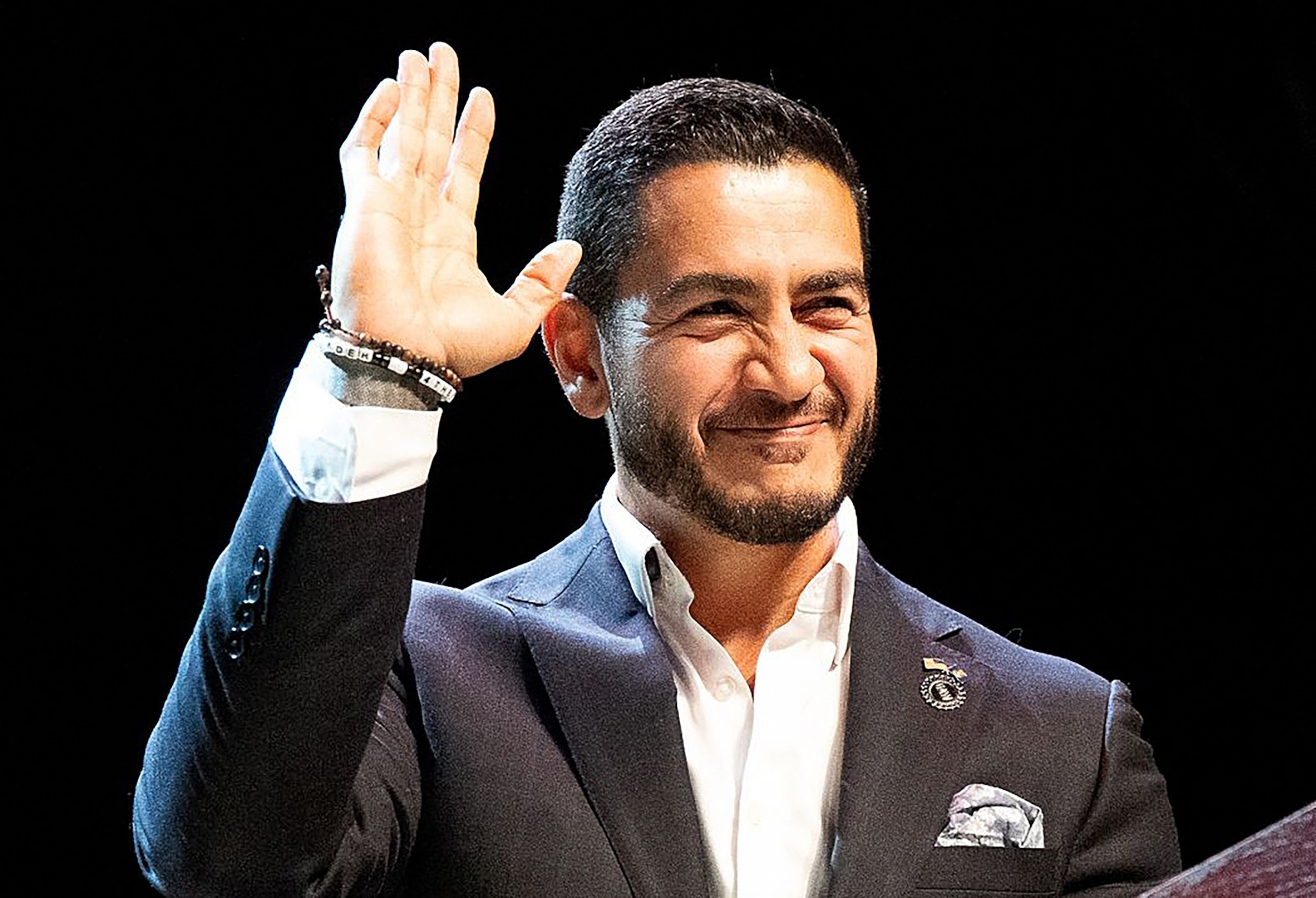Abdul El-Sayed, a progressive candidate in the Democratic primary for U.S. Senate in Michigan, speaks during a primary election night event Aug. 5, 2026, in Detroit.Chery Dieu-Nalio Chery/EPA/Shutterstock