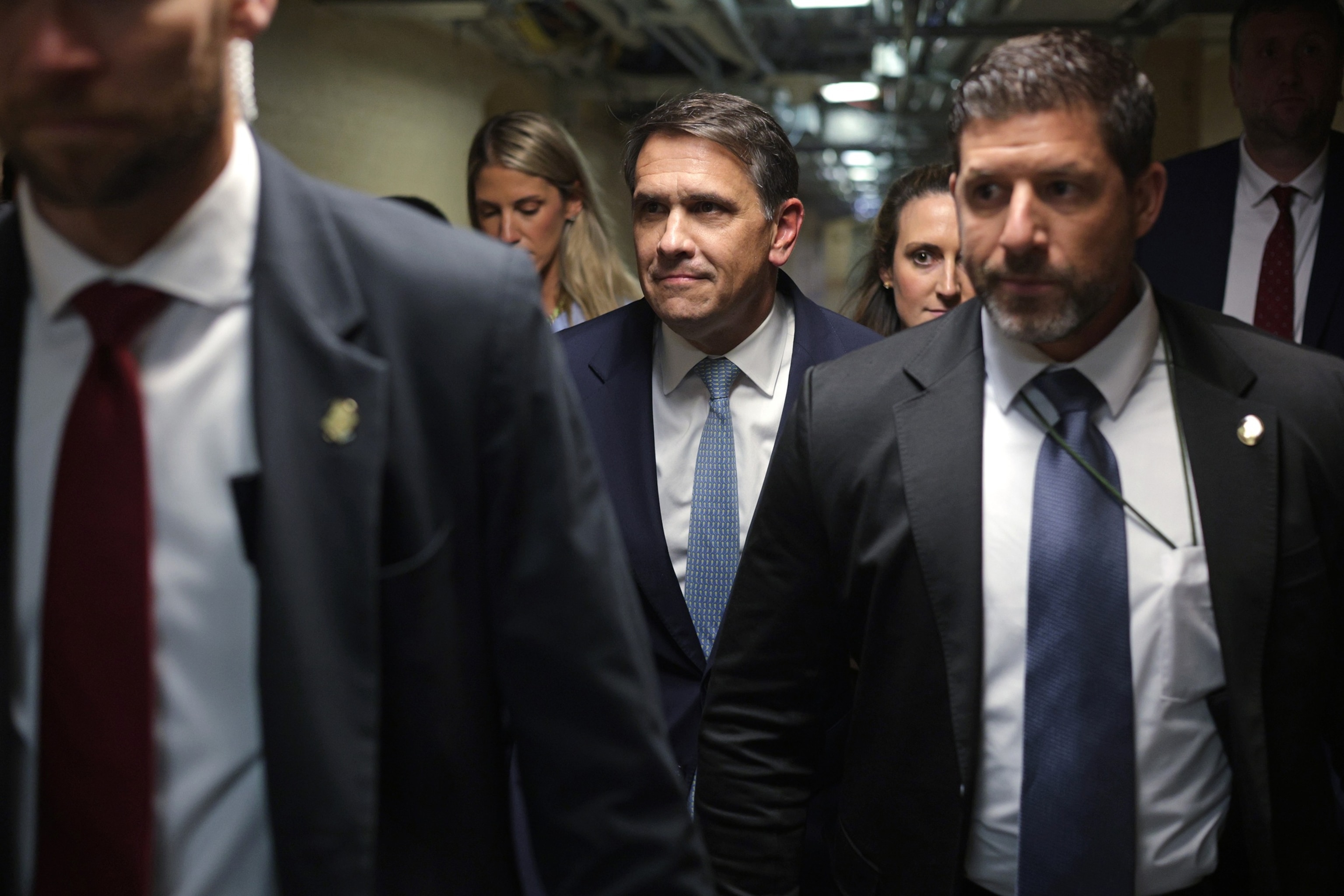 Acting U.S. Attorney General Todd Blanche leaves after a meeting with Sen. Bill Cassidy and Sen. Lisa Murkowski at the U.S. Capitol on Aug. 5, 2026, in Washington, D.C.Alex Wong/Getty Images