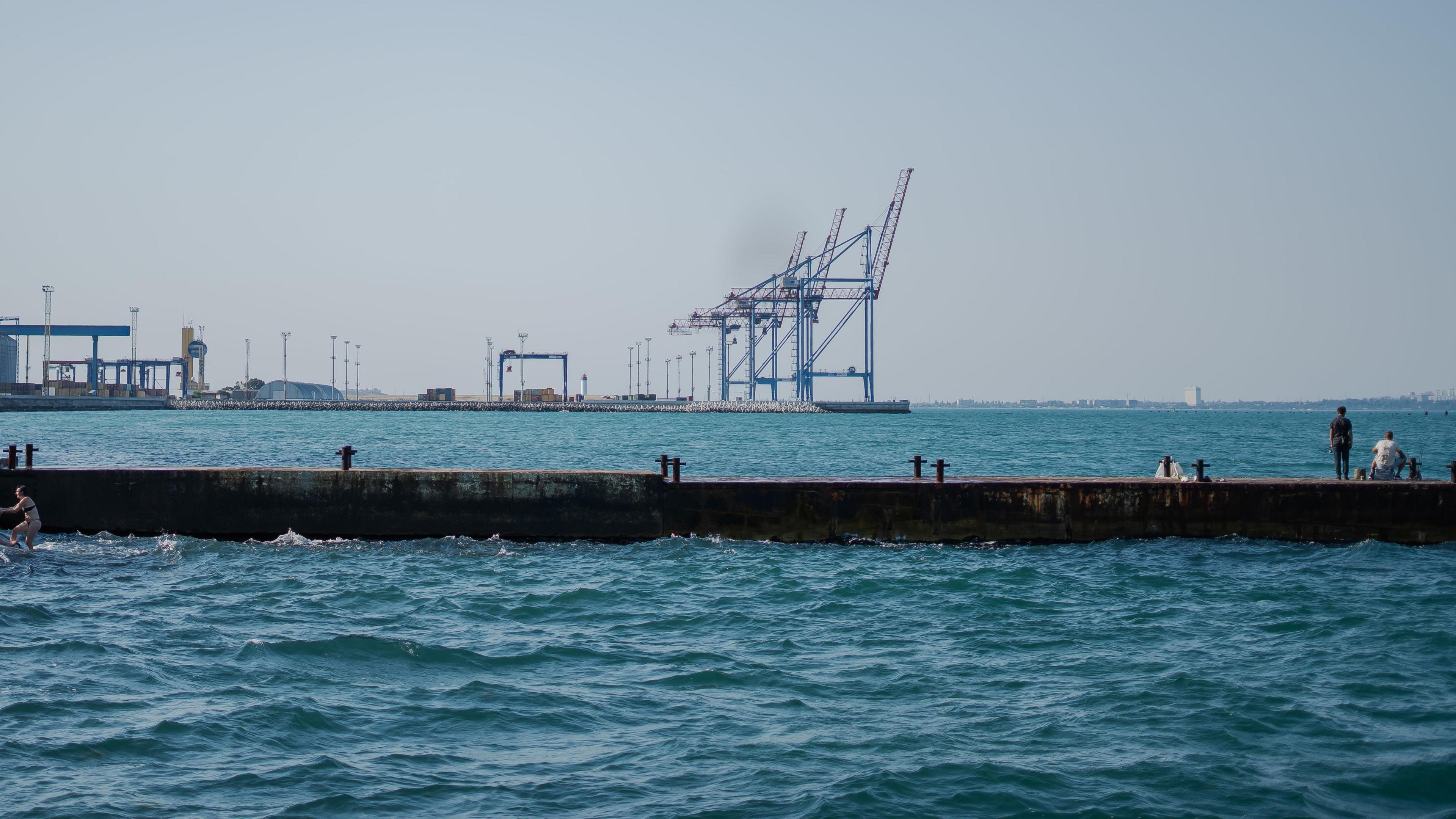 Image caption,Odesa's port lies empty now as Russia steps up its attacks