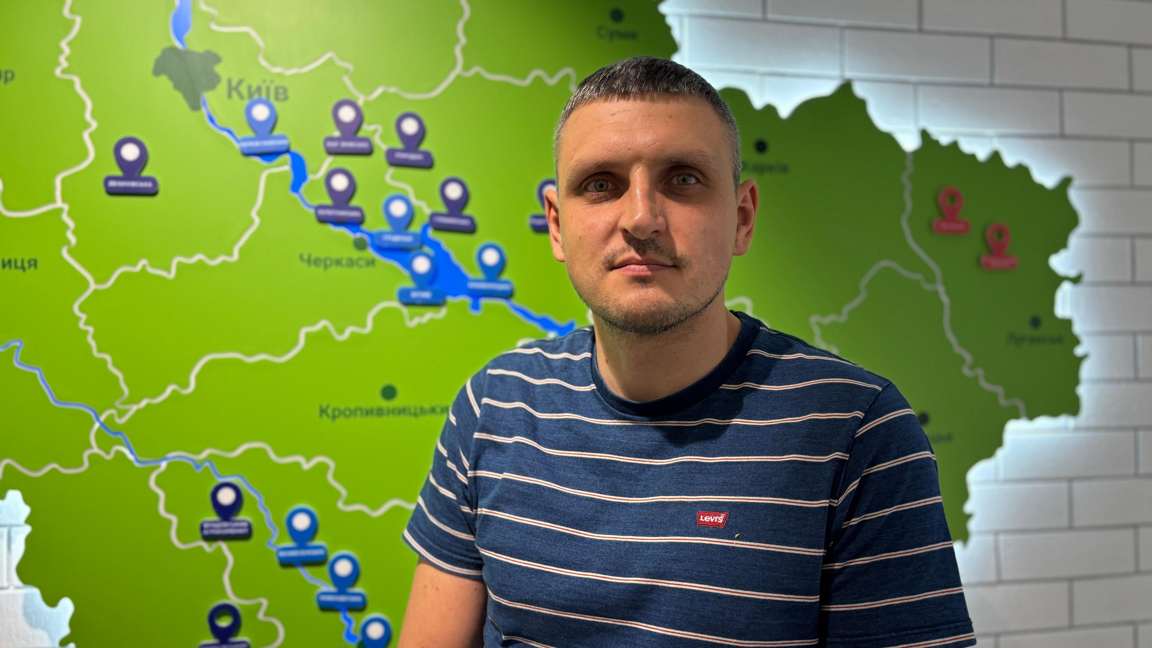 Image caption,Volodymyr Slavinskyi says Ukraine has lost a huge amount of its export capacity