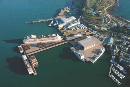 A CGI image of the proposed expansion to the docks, with space for much larger cruise ships.Photograph: Balaena