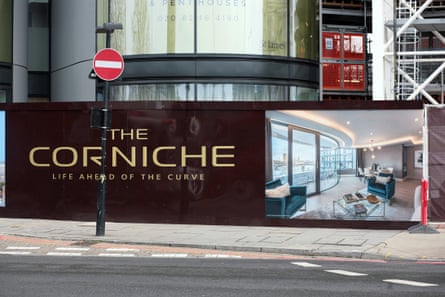 Billboards outside the new development in March 2017.Photograph: Martin Godwin/The Guardian