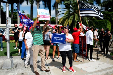 Supporters of the president at a Latinos for Trump rally in Doral, Florida, in 2020.Photograph: Marco Bello/AFP/Getty Images