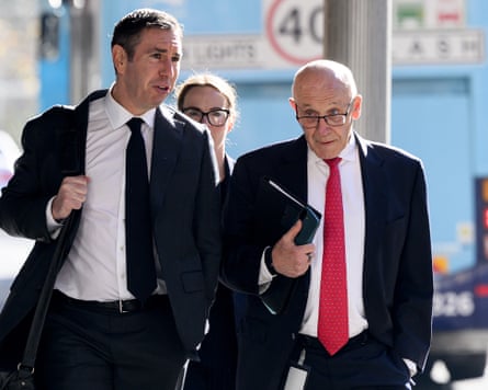 NSW Liberal member of the Legislative Council Damien Tudehope (right) arrives to give evidence during the Icac Operation Rosny hearings on 4 August.Photograph: Bianca de Marchi/AAP