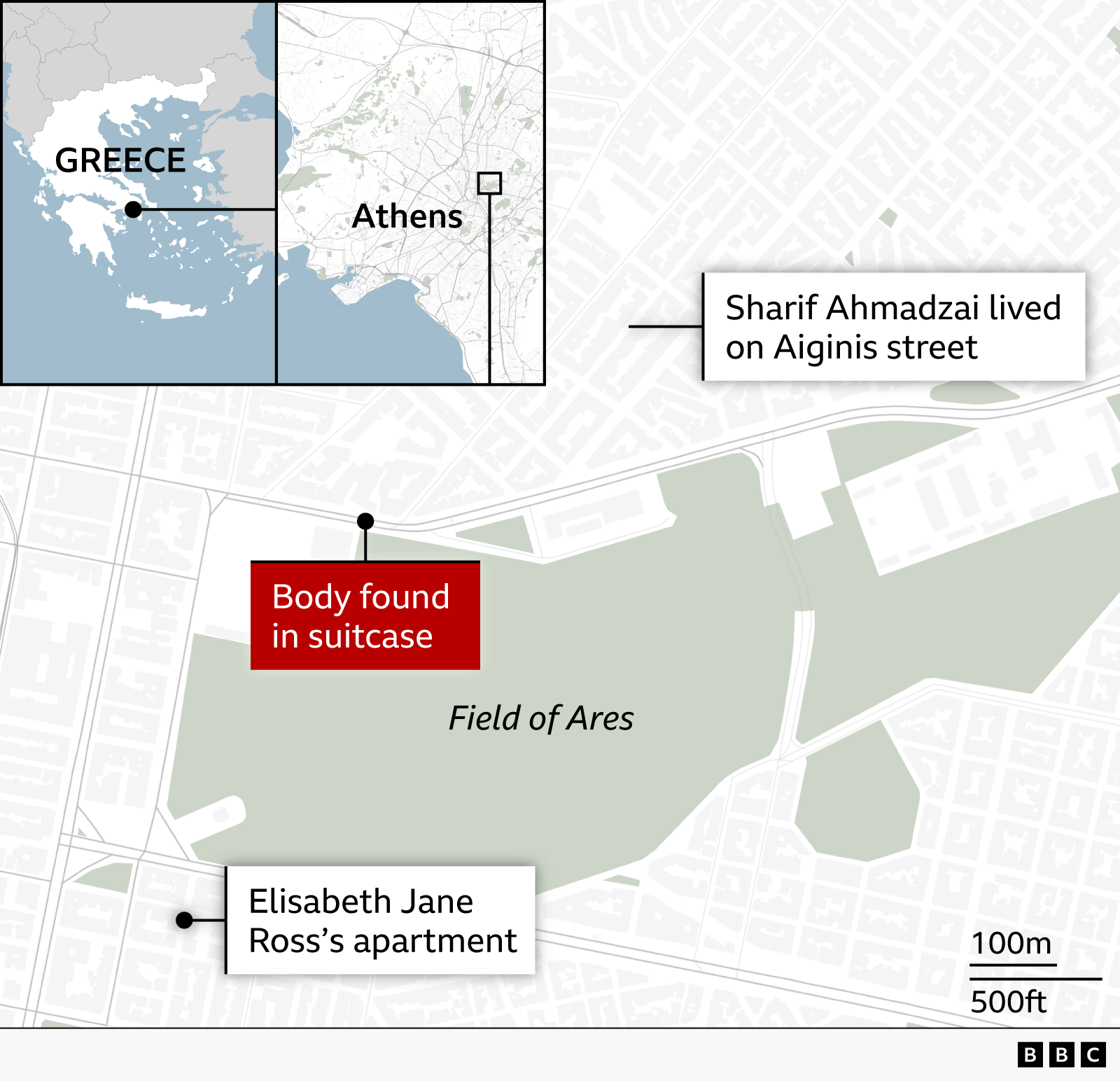 Image caption,Elisabeth Ross's body was found in an abandoned building in Athens