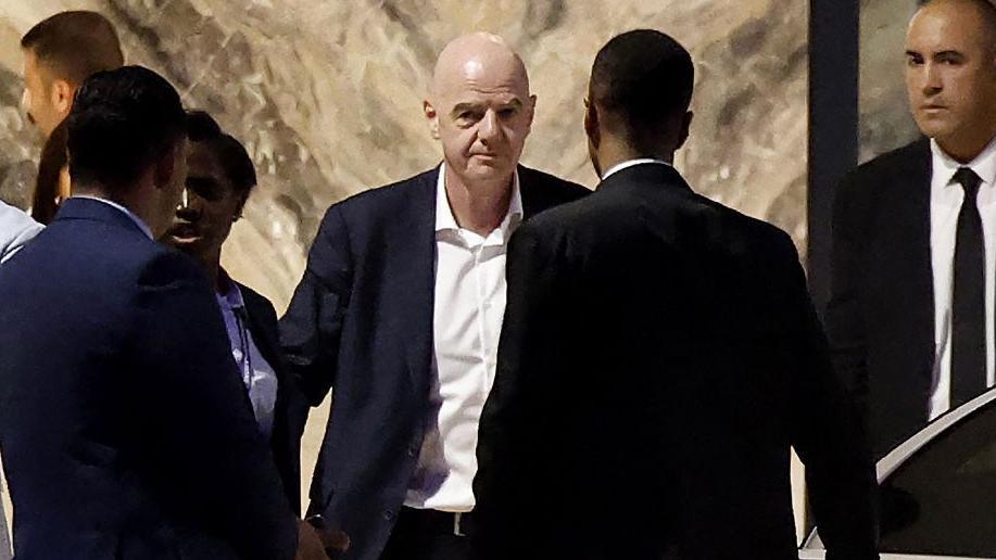 Image caption,Infantino got the backing of top football execs at a meeting in Morocco on Wednesday