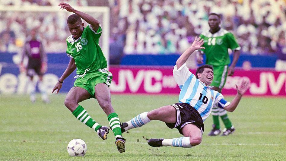 Image caption,Nigeria first made the Fifa World Cup finals in 1994