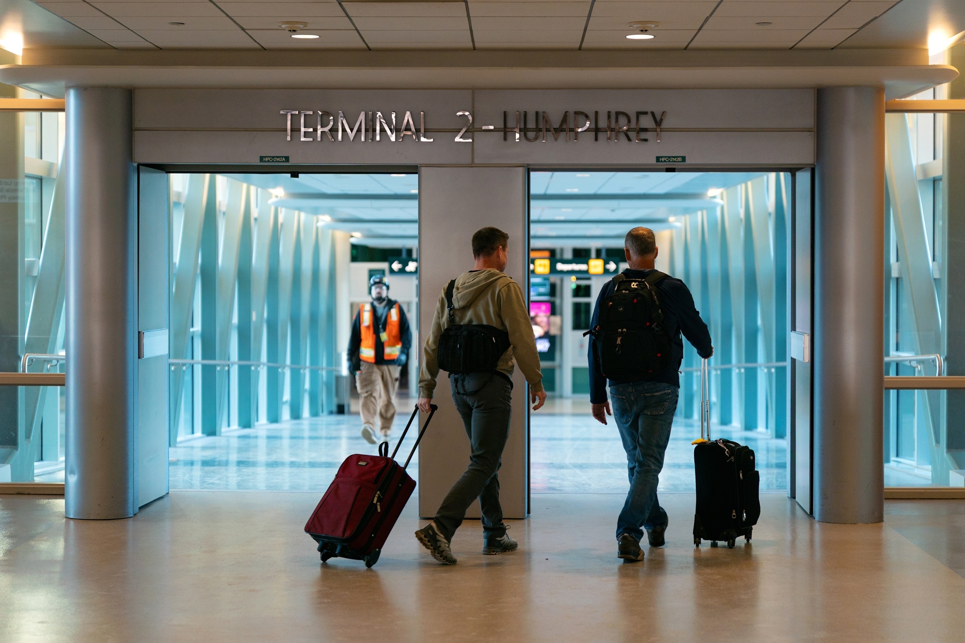 In this Jan. 12, 2026, file photo, travelers enter Terminal 2 at Minneapolis-St. Paul International Airport (MSP) in Minneapolis, Minnesota.Ben Brewer/Bloomberg via Getty Images, FILE