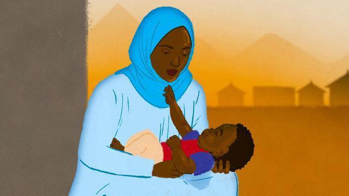 Image caption,Amira and her child remain in administrative limbo