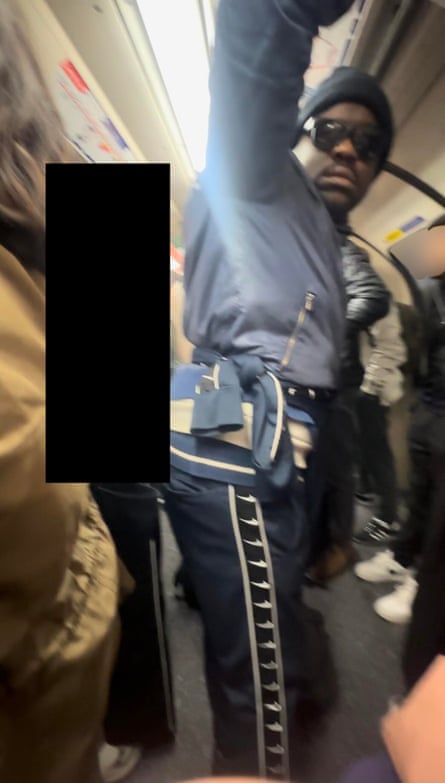 A screengrab from mobile phone footage recorded by a victim of Simon Levy on the London Underground.Photograph: British Transport Police/PA