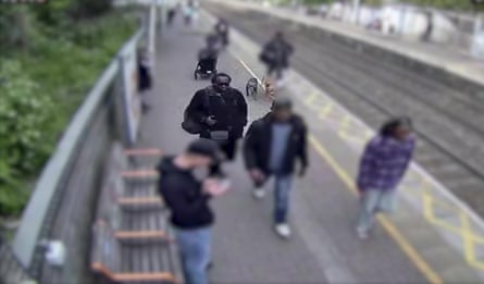A screengrab from CCTV showing Simon Levy at Stamford Hill station in north London.Photograph: British Transport Police/PA