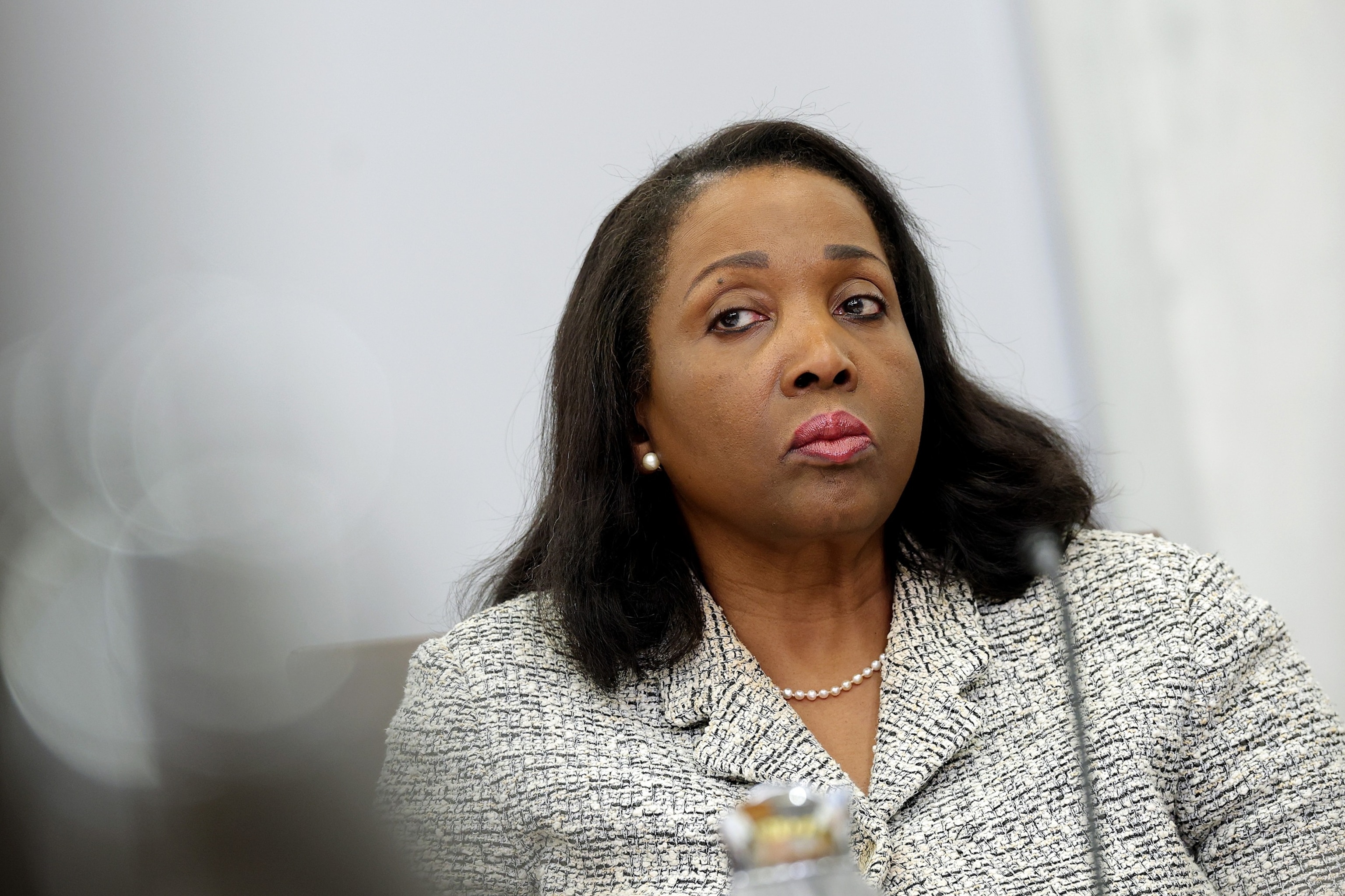 Federal Reserve Board Governor Lisa Cook participates in a board meeting at the Federal Reserve on March 19, 2026 in Washington, DC.Kevin Dietsch/Getty Images
