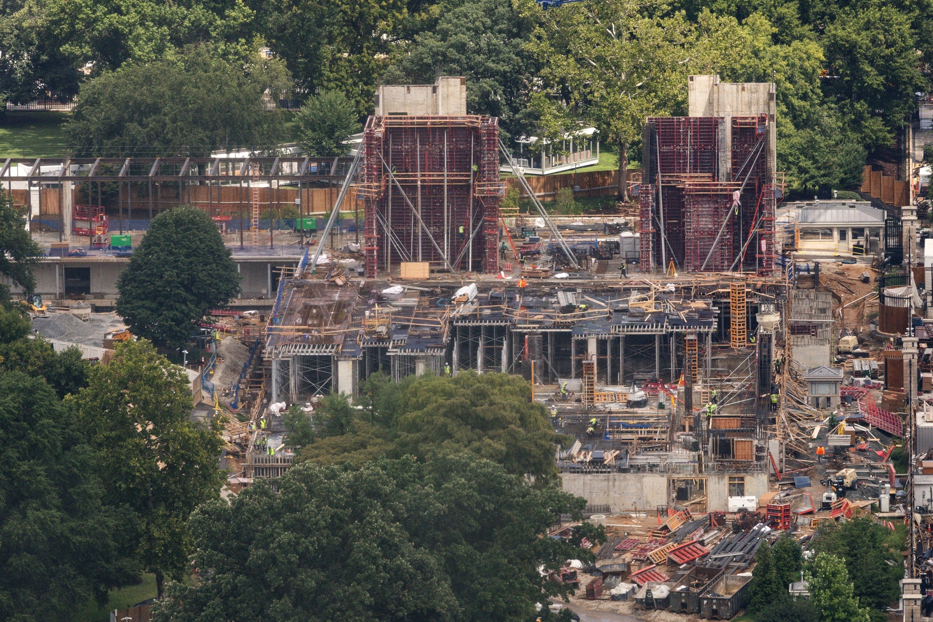 White House Ballroom construction continues Aug. 5, 2026, at the White House in Washington.Tierney L. Cross/AP Photo