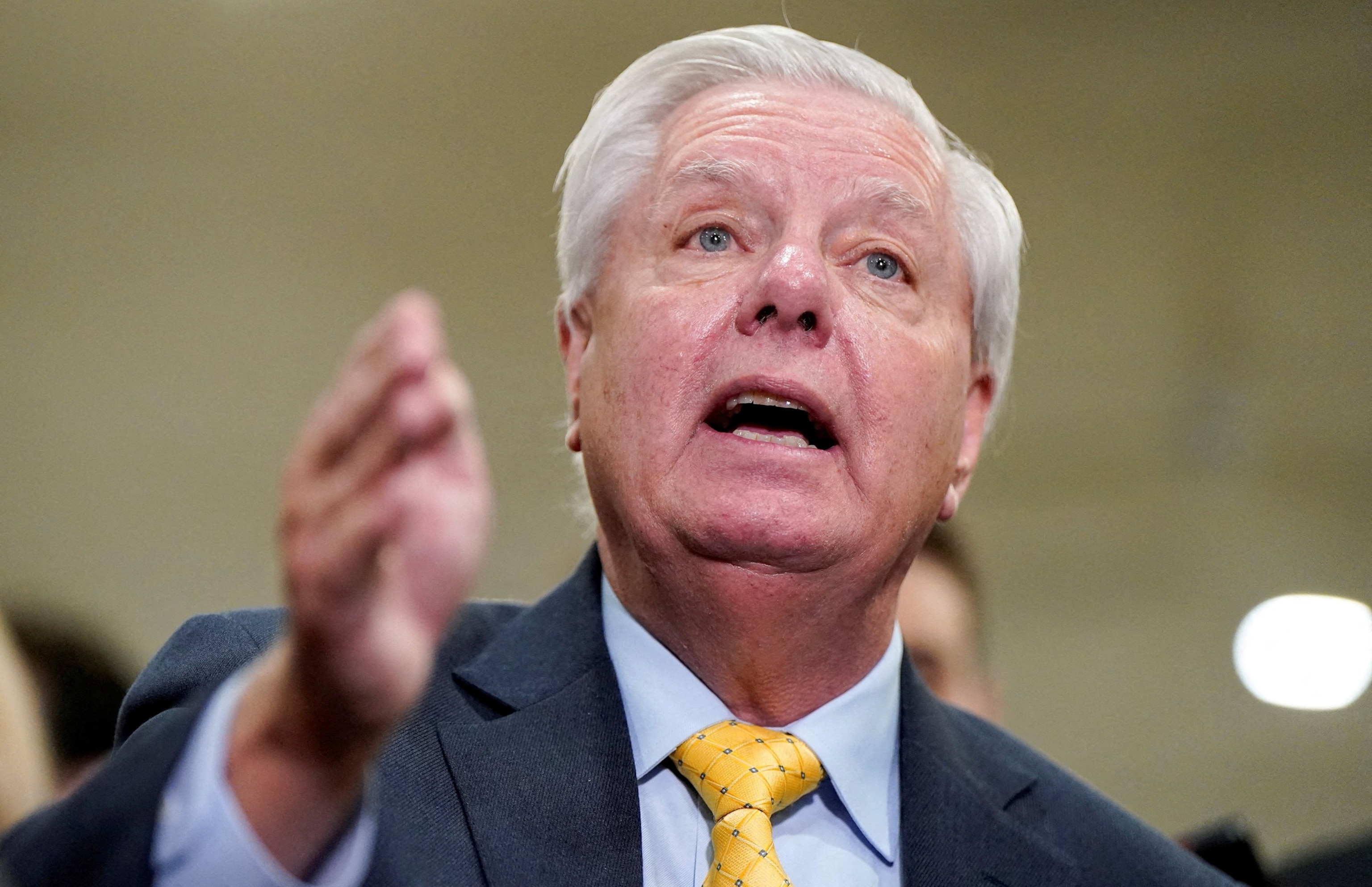 Sen. Lindsey Graham speaks to reporters, on the day of classified briefings for the full U.S. Senate and House of Representatives on the situation in Iran, on Capitol Hill in Washington, March 3, 2026.Elizabeth Frantz/Reuters