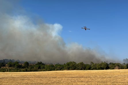 Wildfires across France, such as this one near Carcassonne, have been burning for weeks.Photograph: Pablo Cozzaglio/AFP/Getty Images