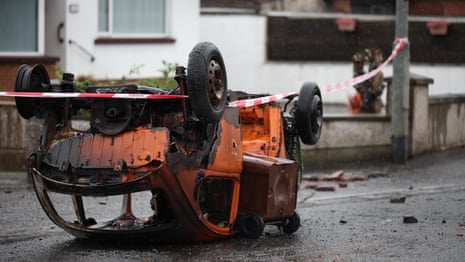 Cleanup footage shows aftermath of Belfast anti-immigration violence – video