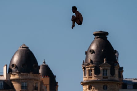 France’s Gary Hunt in the men’s 20m high diving event.Photograph: Dimitar Dilkoff/AFP/Getty Images