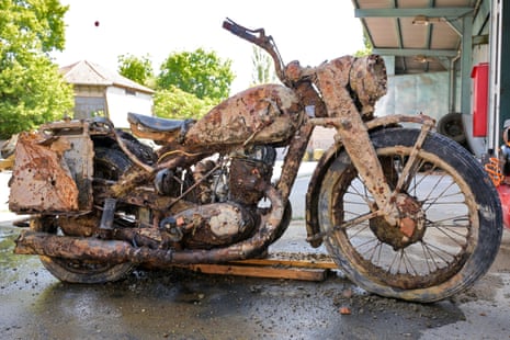 A second world war German military motorcycle is displayed at the defence ministry museum in Budapest, Hungary on Wednesday.Photograph: Tamas Purger/EPA