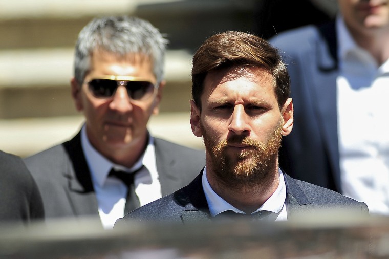 Lionel Messi and his father, Jorge Messi, in Barcelona in 2016.Joan Cros / NurPhoto via Getty Images file