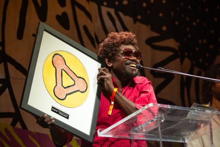 Terry Guyula of Drifting Clouds wins best new talent.Photograph: Leicolhn McKellar
