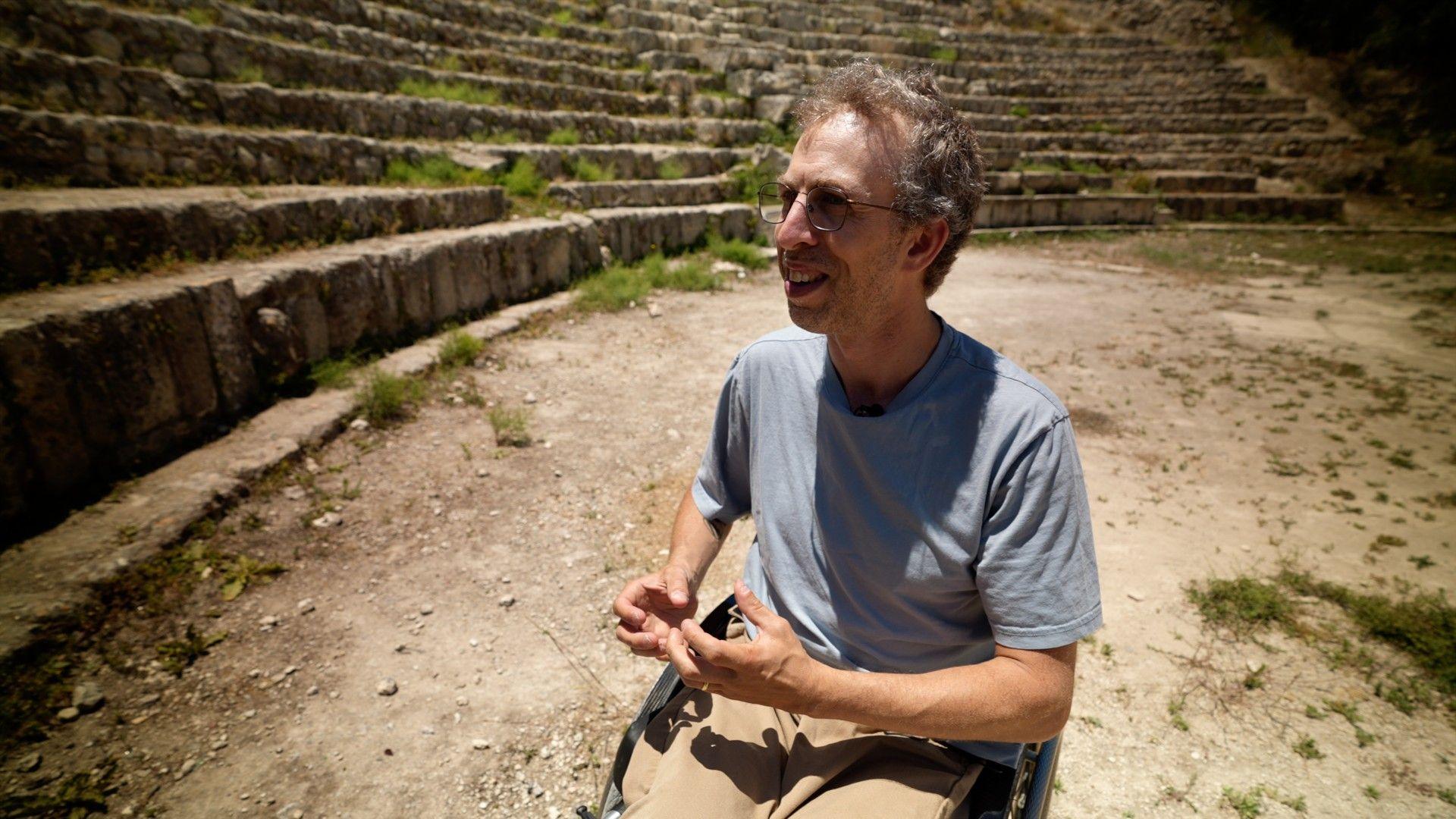 Image caption,Israeli activist Alon Arad says archaeology is being used as pretext by Israeli authorities to seize land