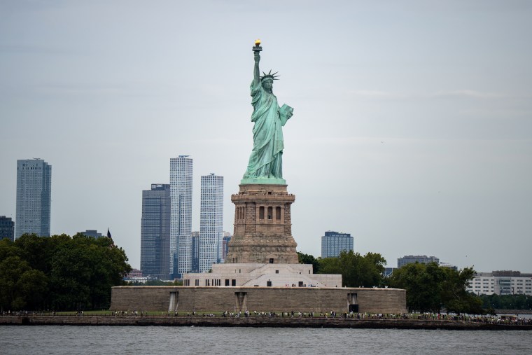 The Statue of Liberty is seen in New York City on Aug. 5.Marcin Golba / NurPhoto via Getty Images
