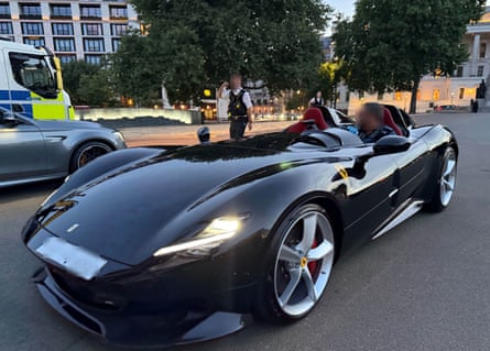 Officers from the Metropolitan police seized 90 vehicles worth more than £8m during the operation, including a Ferrari Monza.Photograph: Metropolitan Police/PA