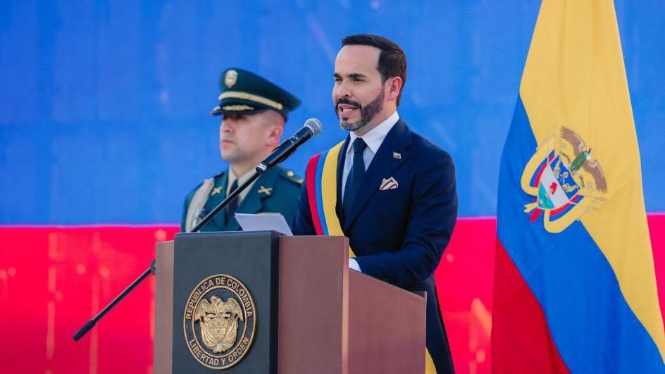 Image caption,Abelardo de la Espriella was sworn in on Friday as Colombia's new president