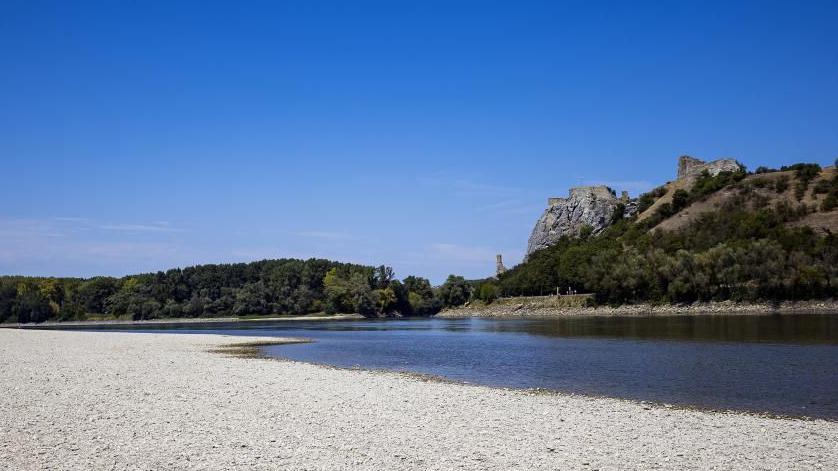 Image caption,Some rivers in Europe have recorded extremely low water levels, including the Danube