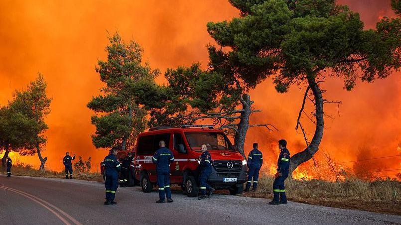 Image caption,European wildfires haven been called "completely unprecedented" this summer