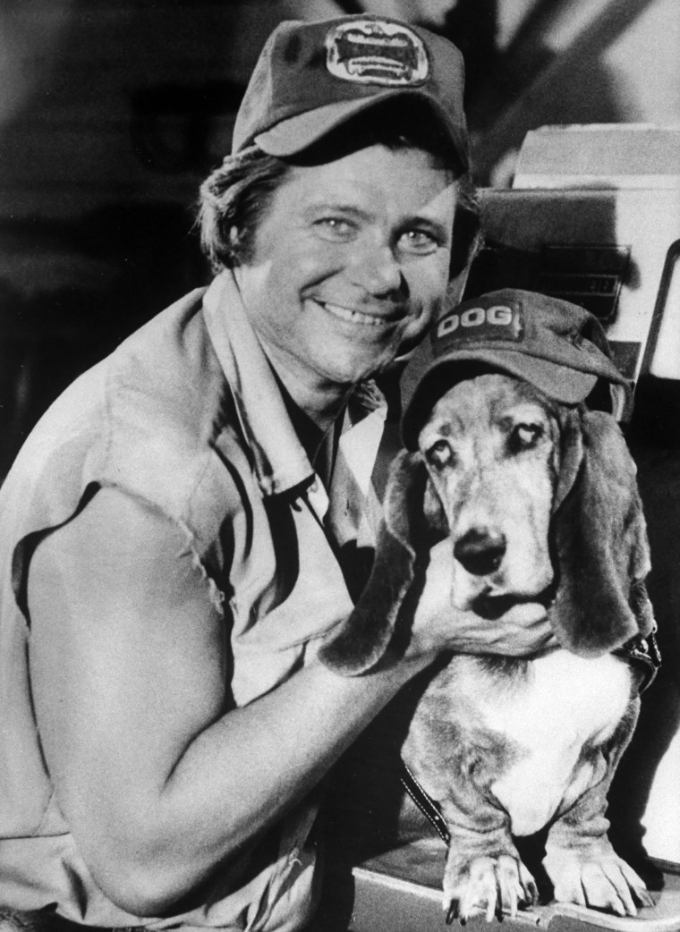 Jones as Cooter with Flash the dog in  "The Dukes of Hazzard" in 1984.Marianne Barcellona / Getty Images file
