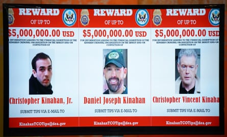 Wanted posters at Dublin city hall after the US government announced it was offering $5m for information on the Kinahans.Photograph: Niall Carson/PA
