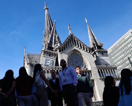 The cathedral of Manizales was damaged in the earthquake.Photograph: John Jairo Bonilla/AP