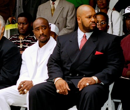 Tupac Shakur, left, with the Death Row Records chair Marion ‘Suge’ Knight in Los Angeles the month before the killing.Photograph: Frank Wiese/AP