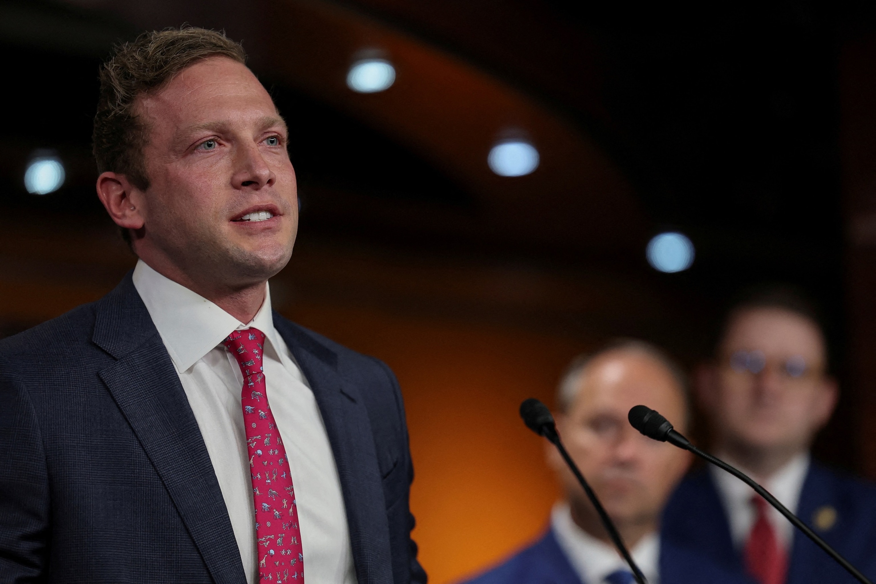 Rep. Max Miller joins House Republican Study Committee members as they hold a press conference to discuss their resolution against hateful political rhetoric on Capitol Hill in Washington, D.C., July 14, 2025.Jonathan Ernst/Reuters