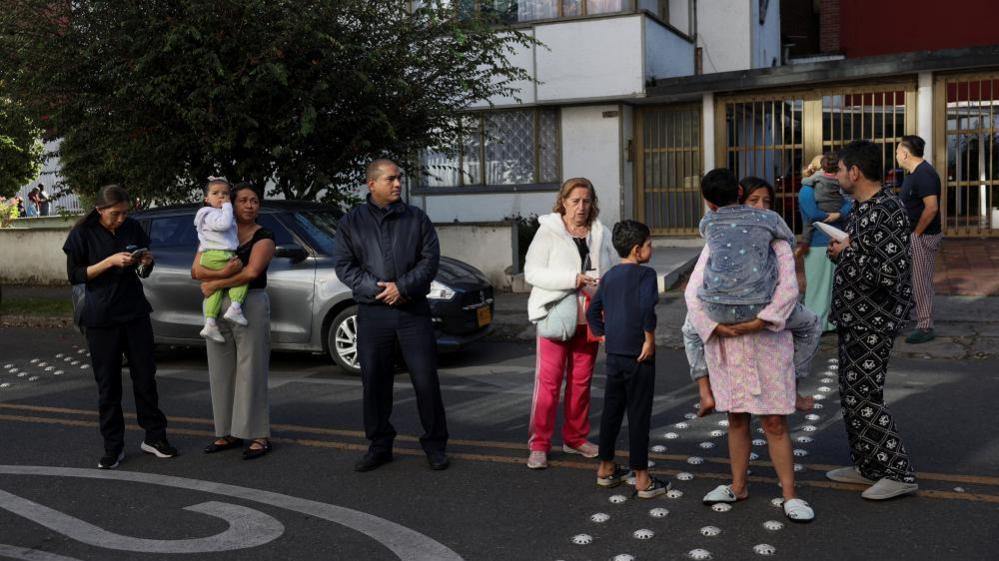 Image caption,The quake was felt in the capital, Bogotá, hundreds of kilometres away with residents evacuated