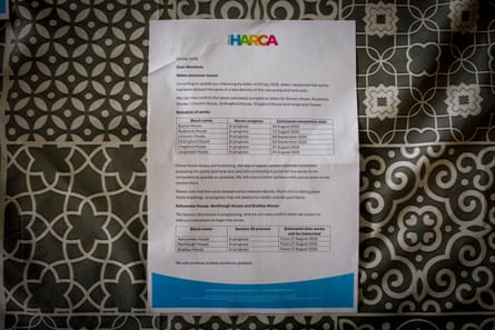 Langmead House in Tower Hamlets, where residents have been affected by water being turned off without warning for hours each day.Photograph: Alicia Canter/The Guardian