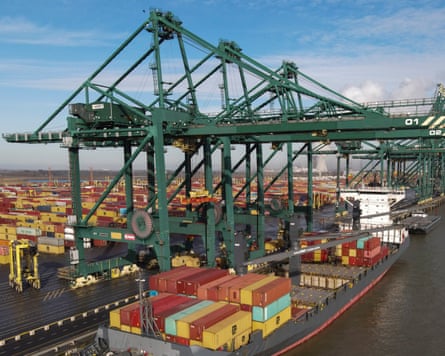 Antwerp port, one of Europe’s main gateways for cocaine.Photograph: Olivier Hoslet/EPA