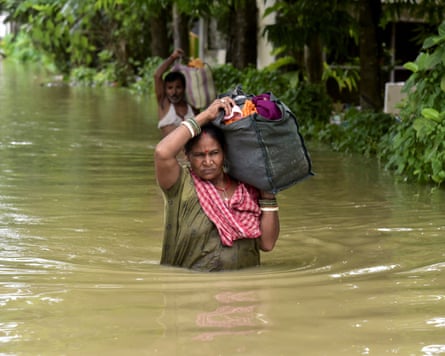 Tens of thousands have been displaced by floods in Assam.Photograph: Hafiz Ahmed/Reuters