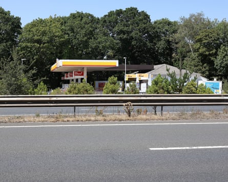 A closed petrol station near Ringwood.Photograph: Martin Godwin/The Guardian