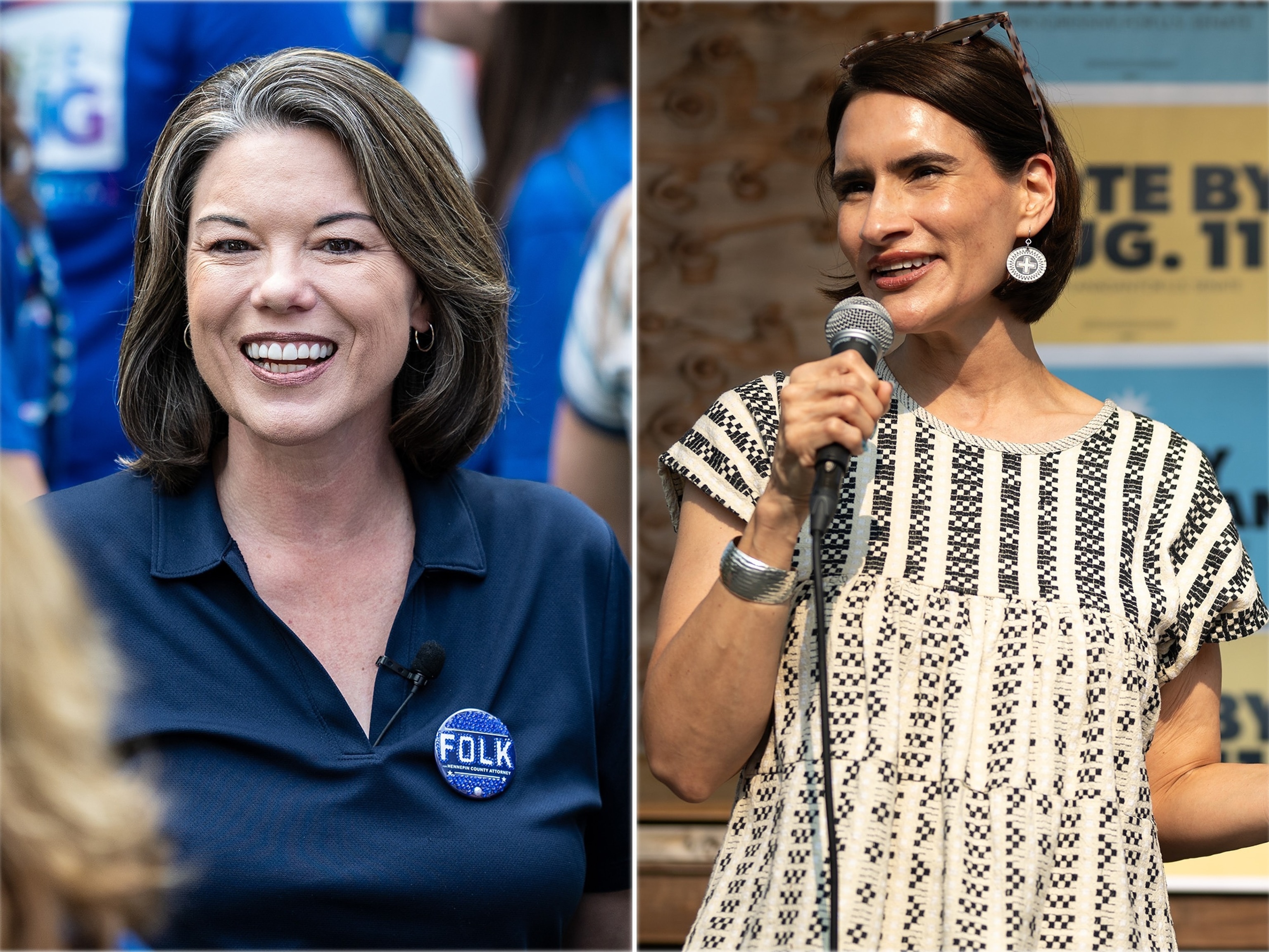Democratic candidate for U.S. Senate, Rep. Angie Craig speaks with supporters during a canvass launch while campaigning on August 9, 2026 in St. Louis Park, Minnesota. | Democratic candidate for U.S. Senate, Minnesota Lt. Gov. Peggy Flanagan speaks during a volunteer appreciation event at Black Heart of Saint Paul on August 8, 2026 in St. Paul, Minnesota.Tom Baker | Stephen Maturen/Getty Images