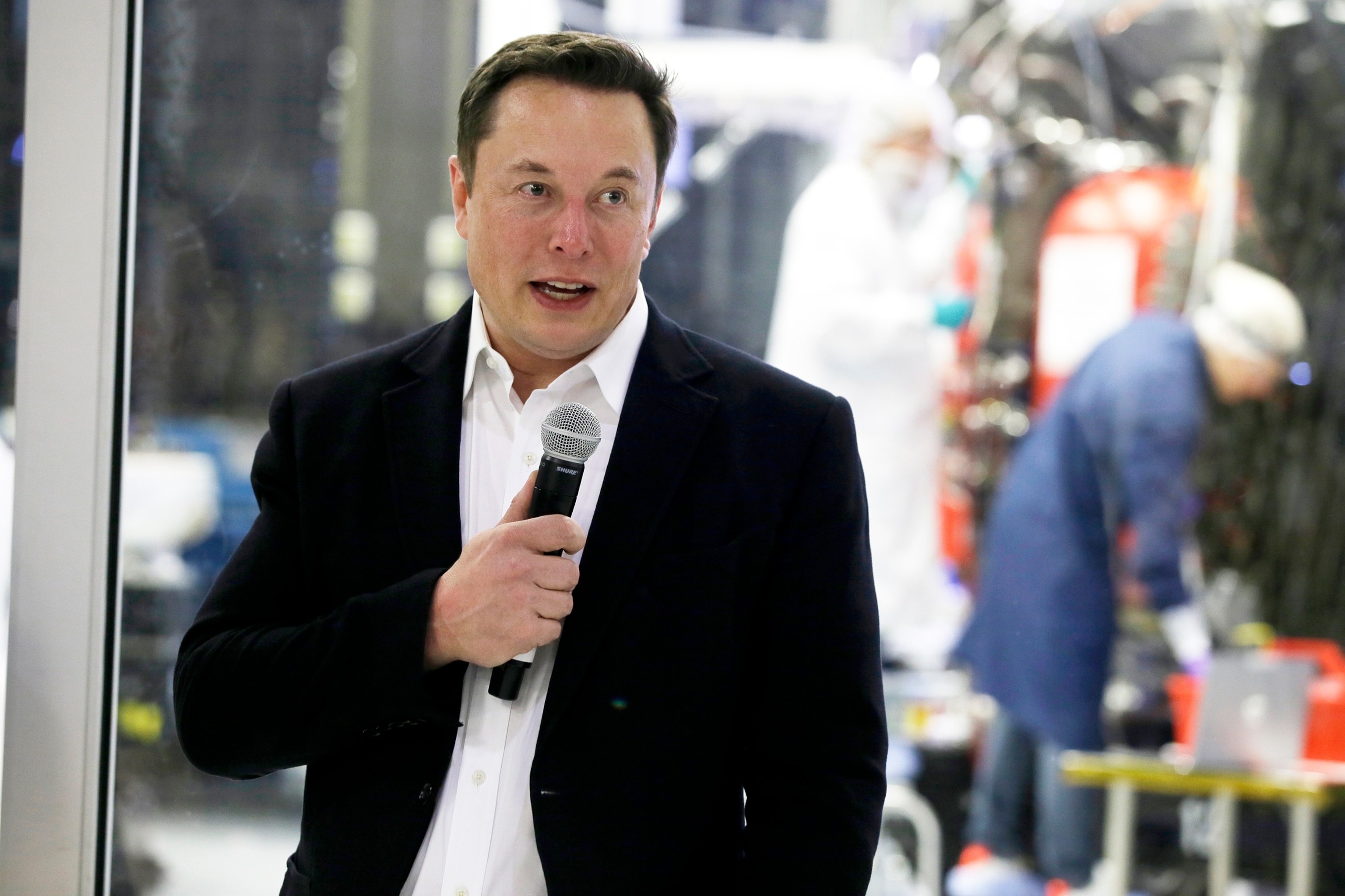 In this Oct. 10, 2019, file photo, SpaceX chief engineer Elon Musk talks to the media in front of the Crew Dragon spacecraft, at SpaceX headquarters, in Hawthorne, Calif.Alex Gallardo/AP, FILE