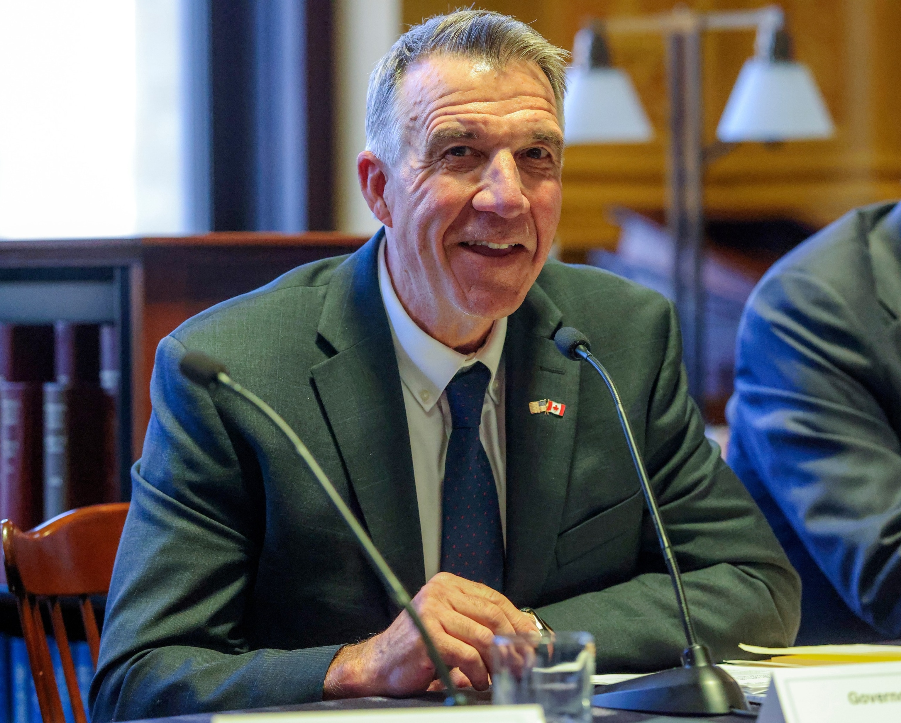 Vermont Governor Phil Scott speaks during an event that featured Northeast governors and Canadian premiers discussing trade and tariffs at the State House Library on June 16, 2025, in Boston.Matthew J. Lee/The Boston Globe via Getty Images, FILE