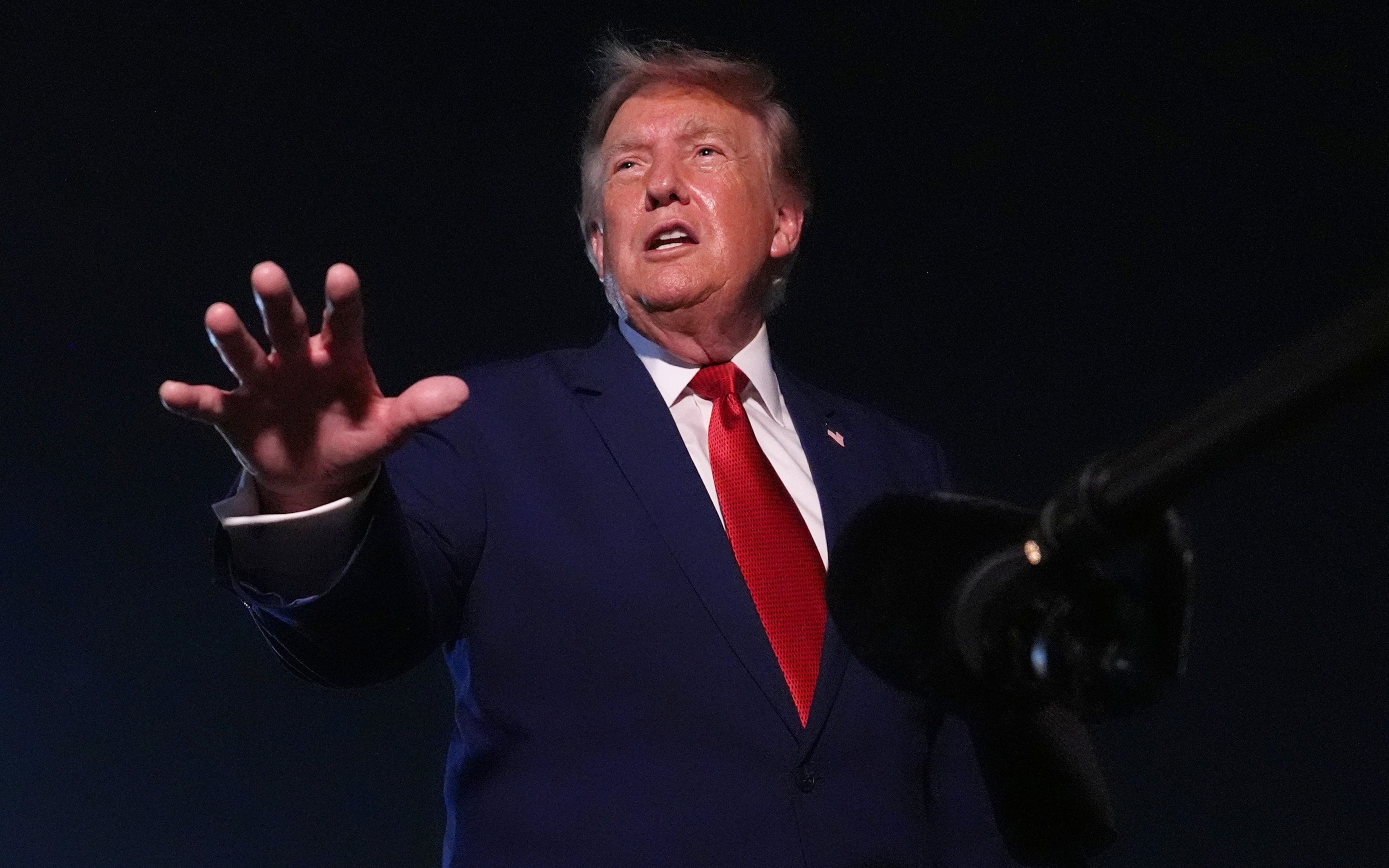 President Donald Trump speaks to members of the media after disembarking Air Force One at Joint Base Andrews, Maryland, August 11, 2026.Mark Schiefelbein/AP Photo