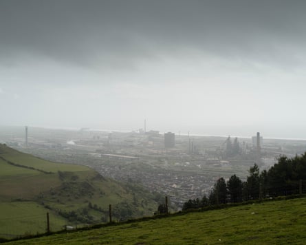 The steelworks seen from the mountains overlooking Port Talbot.Photograph: Jon Pountney