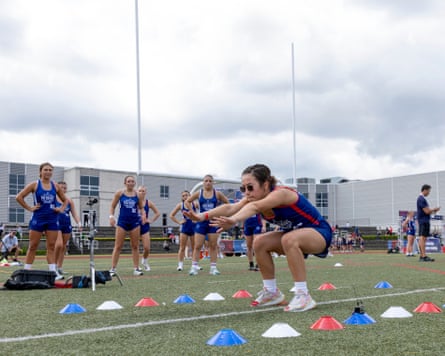 Milla Wiechert of Iowa participates in the broad jump during day one of the Patriot Games in Geneva, Ohio.Photograph: Nate Manley/AP