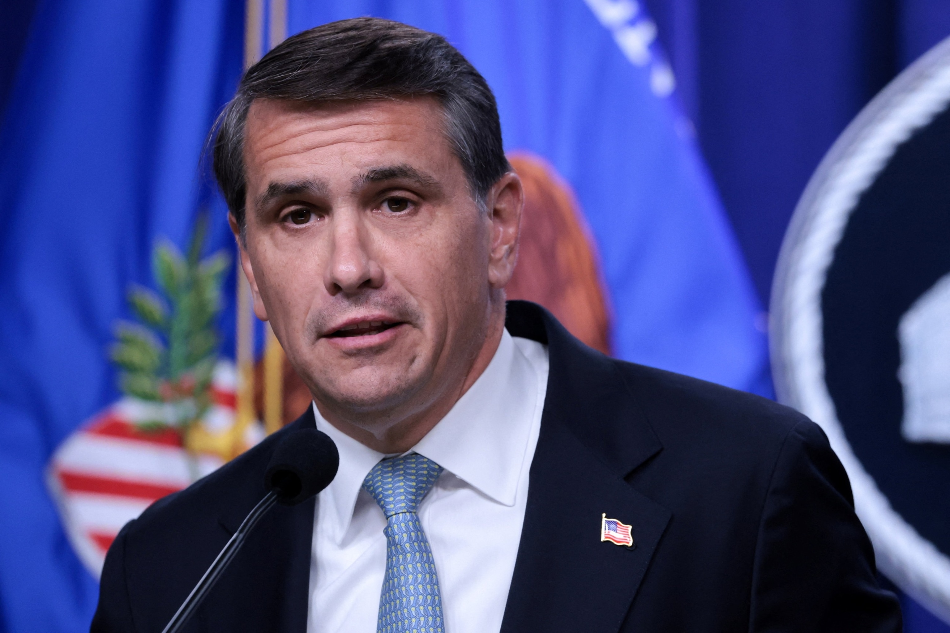 Acting US Attorney General Todd Blanche takes questions in a press conference to announce new Trump administration actions against the Jalisco New Generation Cartel at the Justice Department in Washington, August 5, 2026.Jonathan Ernst/Reuters