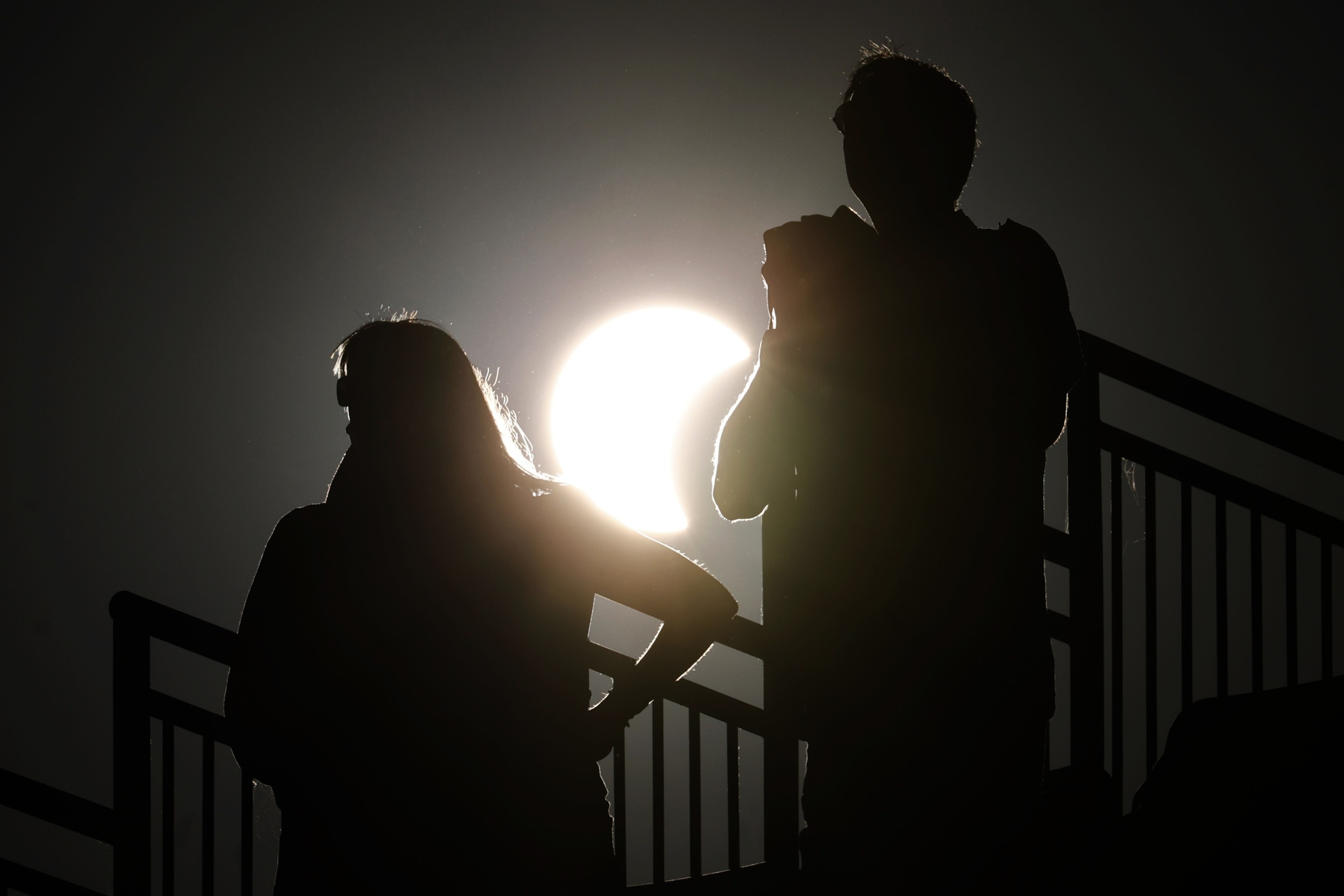 A partial solar eclipse is seen at Soliman Beach in Tunisia's Nabeul province, August 12, 2026.Fethi Belaid/AFP via Getty Images