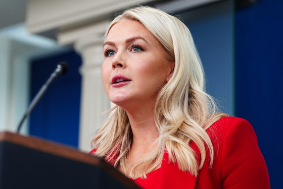 White House press secretary Karoline Leavitt speaks with reporters at the White House on July 23.Julia Demaree Nikhinson / AP file