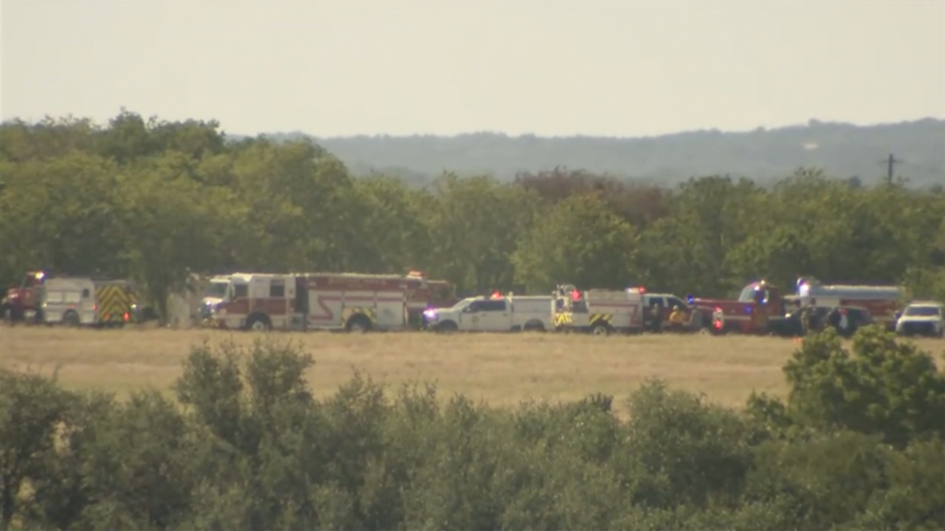 Authorities at the scene of a crash involving a military helicopter in Salado, Texas, Aug. 12, 2026.KVUE